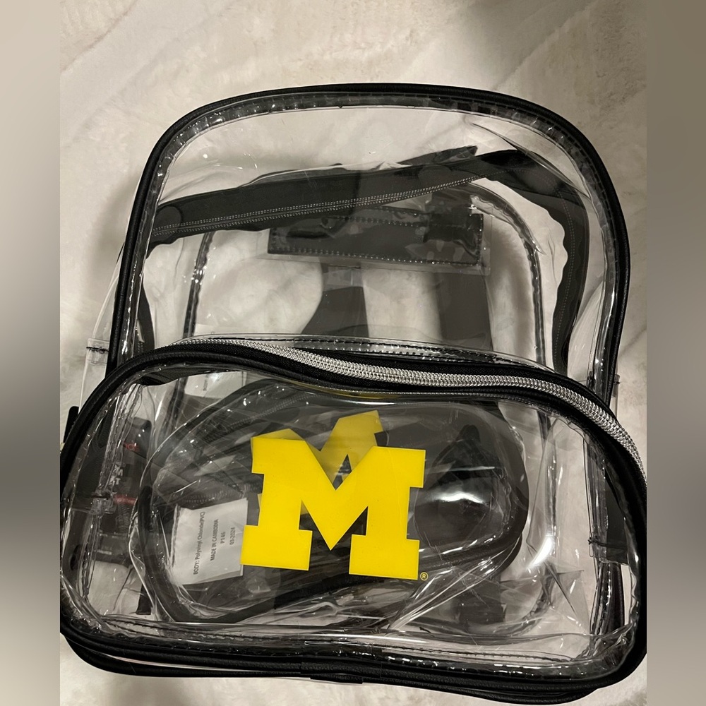 NWT: Logo brands Michigan Clear backpack/fanny pack set